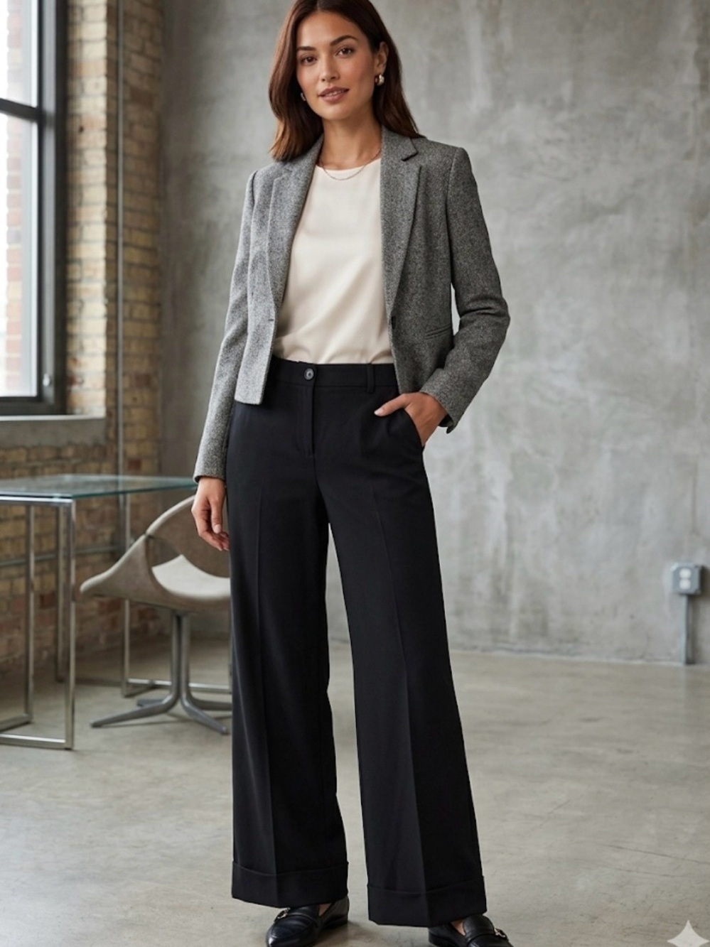 INC International Concepts Black Wide-Leg Trousers size 10